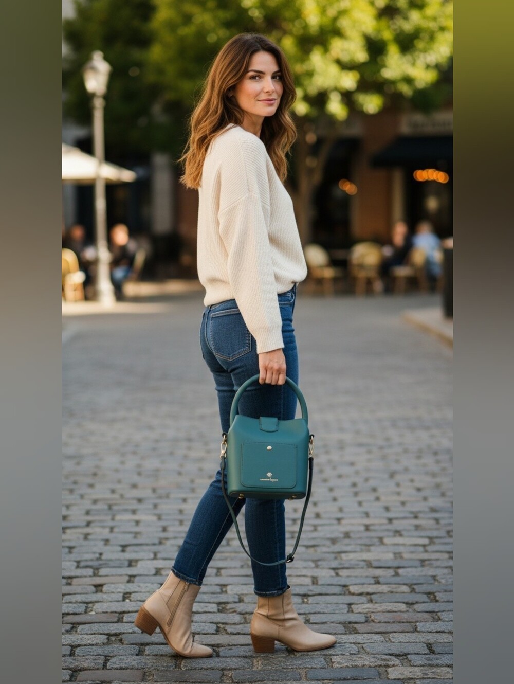NEW Nanette Lepore Isabela Mediterranean Convertible Bucket Bag Purse Green NWT